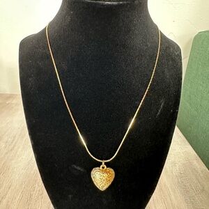 Classic Gold Toned Heart Pendant Necklace